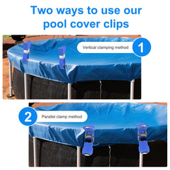 Heavy-duty spring grip feature of pool cover clips