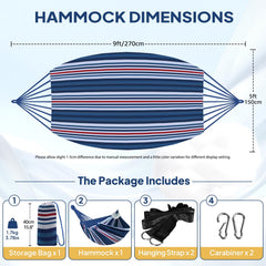 Heavy-duty tree-friendly straps with carabiners for hammock setup