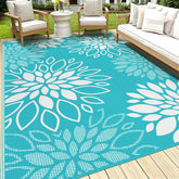 HEBE 9'x12' outdoor rug with floral design front view