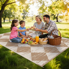 HEBE Outdoor Rug 5'x8' checkered design outdoor setting