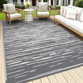 HEBE Outdoor Rug 5'x8' grey striped pattern front view