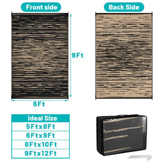 HEBE Outdoor Rug 6'x9' black and white reversible design