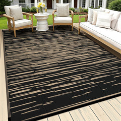 HEBE Outdoor Rug 6'x9' waterproof striped pattern front view