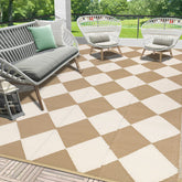 HEBE Outdoor Rug 8'x10' checkered pattern front view