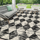 HEBE Outdoor Rug 9'x12' checkered pattern front view