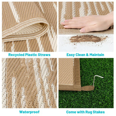 HEBE reversible outdoor rug showing both sides