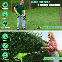 Hejunry Weed Wacker with dual rechargeable batteries and safety goggles