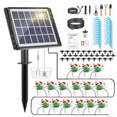 HEKIWAY Solar Drip Irrigation System Kit 82FT with components laid out