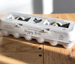 Henlay Printed Farm Fresh Egg Carton front view, holds 25 XL eggs