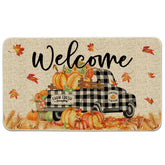 Hexagram Fall Door Mat 17x29 inches with Pumpkin Truck design
