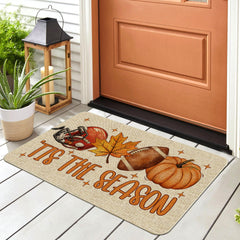Hexagram Fall Door Mat in a doorway setting