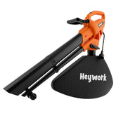 Heywork 3-in-1 Leaf Vacuum Mulcher front view with orange body