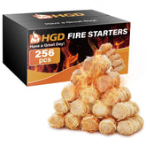 HGD Natural Fire Starters pack containing 256 pieces, brown colour