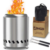 HGD Small Tabletop Fire Pit front view, silver stainless steel