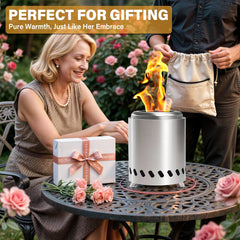 HGD Small Tabletop Fire Pit side view with flames