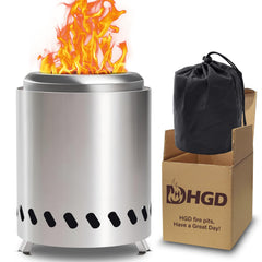 HGD Small Tabletop Fire Pit Silver front view