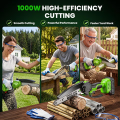 Hguptgw Mini Chainsaw accessories including gloves and safety glasses