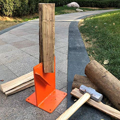 Hi Flame Wood Kindling Splitter mounted on a wooden block