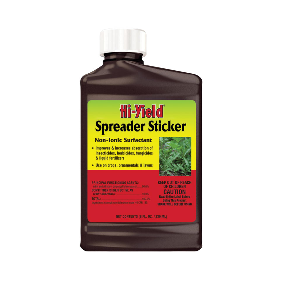 Hi-Yield Spreader Sticker 8oz liquid bottle front view