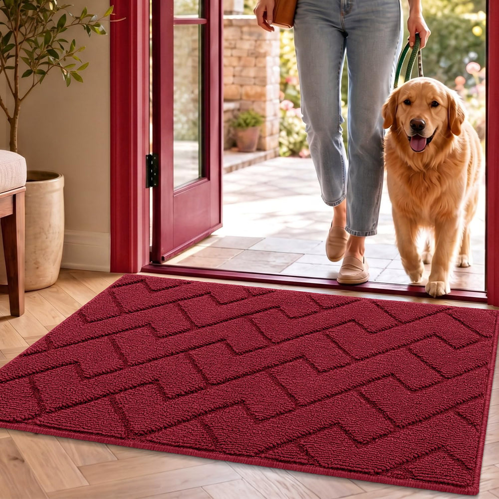 hicorfe Front Door Mat 20" x 32" Red front view