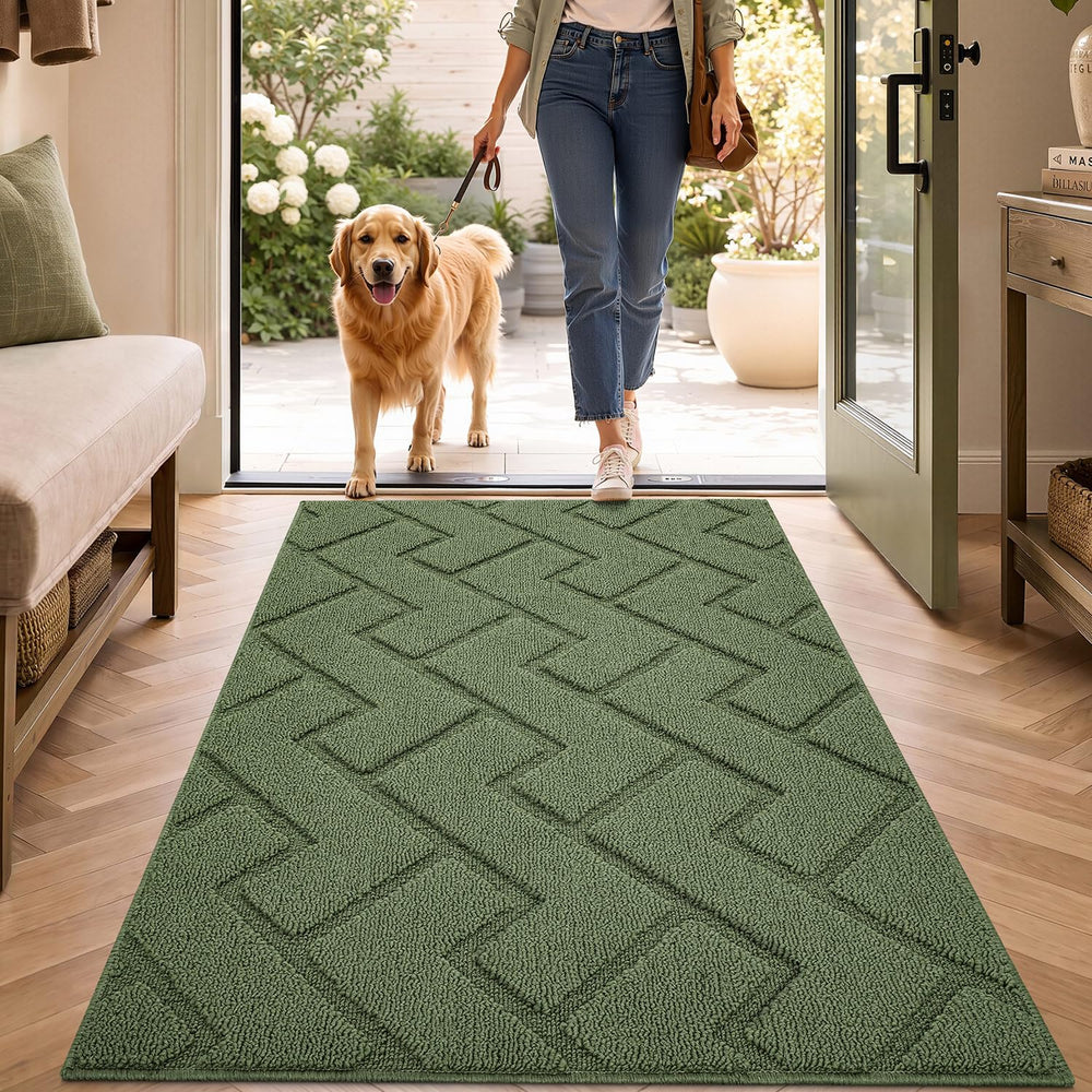 hicorfe Indoor Door Mat 32" x 48" front view in green