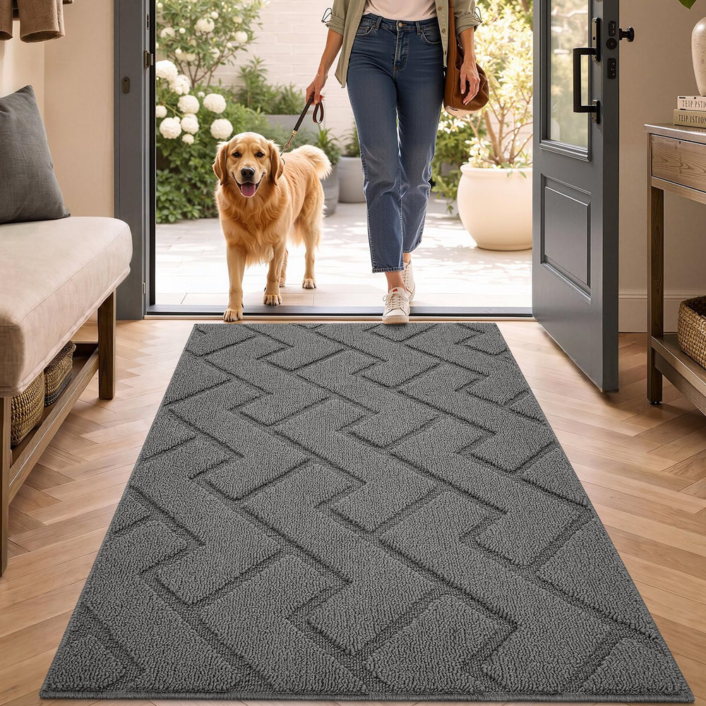 hicorfe Indoor Door Mat 32"x48" grey front view
