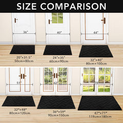 hicorfe Indoor Doormat black showing non-slip backing