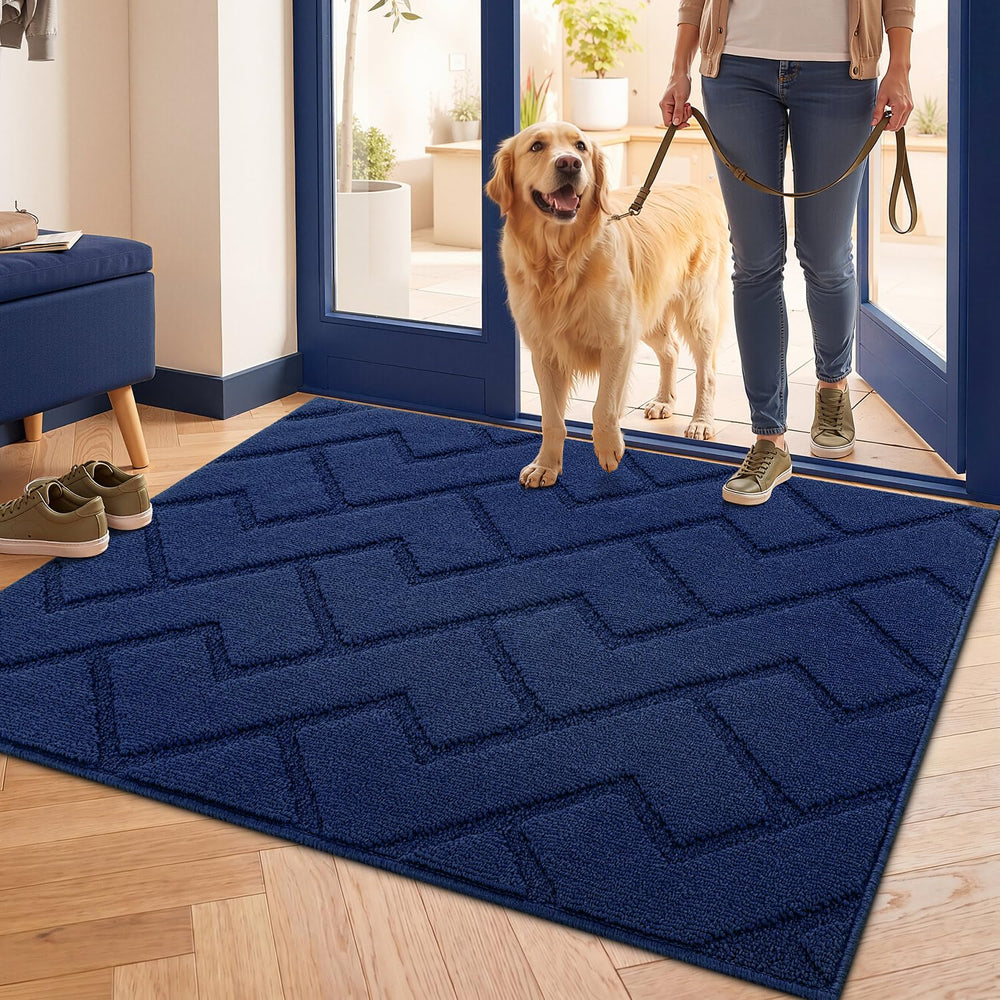 hicorfe navy blue door mat front view 32x40 inches
