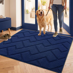 hicorfe navy blue door mat front view 32x40 inches