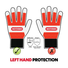High visibility Oregon Chainsaw Gloves in outdoor setting