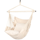 Highwild Hammock Chair Swing beige model with cushions front view