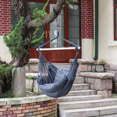Highwild Hammock Chair Swing grey with steel spreader bar and carabiner