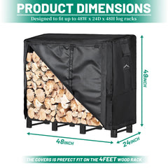 Himal firewood rack cover side view with velcro straps