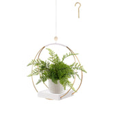 hismocal Hanging Planter front view with wood base