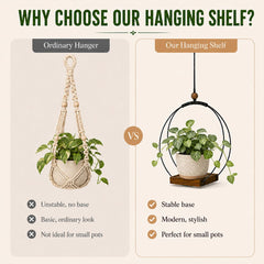 hismocal hanging planter side view showing adjustable rope