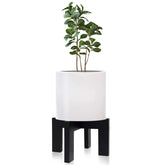 hismocal Wood Plant Stand front view with black finish