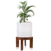 hismocal Wood Plant Stand front view with plants