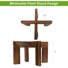 hismocal wood plant stand side view showing stability