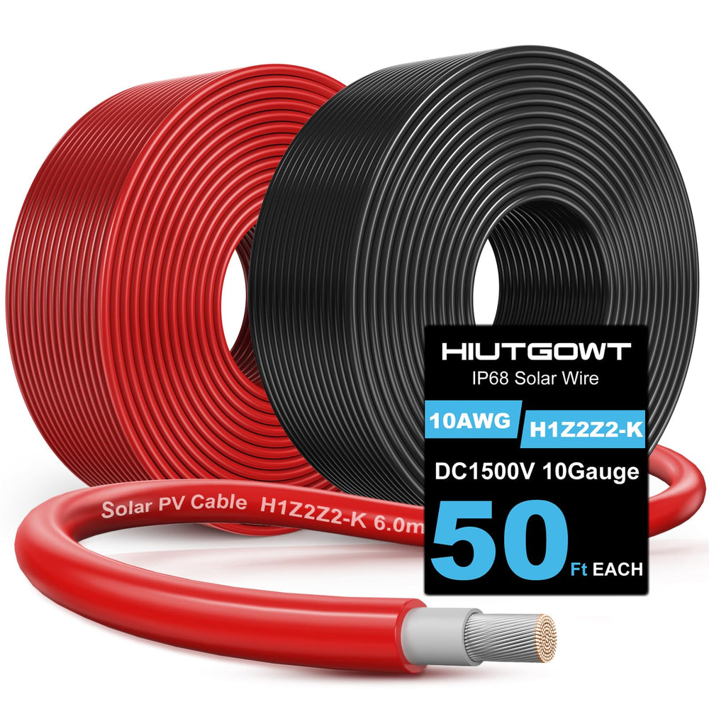 Hiutgowt 10AWG Solar Extension Cable 50FT, black wire