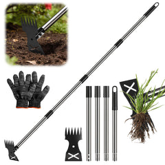 Hivenlly weed puller tool with long handle and weed rake head