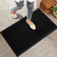 HIYARD Durable Front Door Mat front view, black, 30"x17"