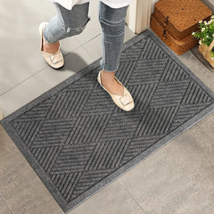HIYARD Sturdy Front Door Mat 30x17 grey front view