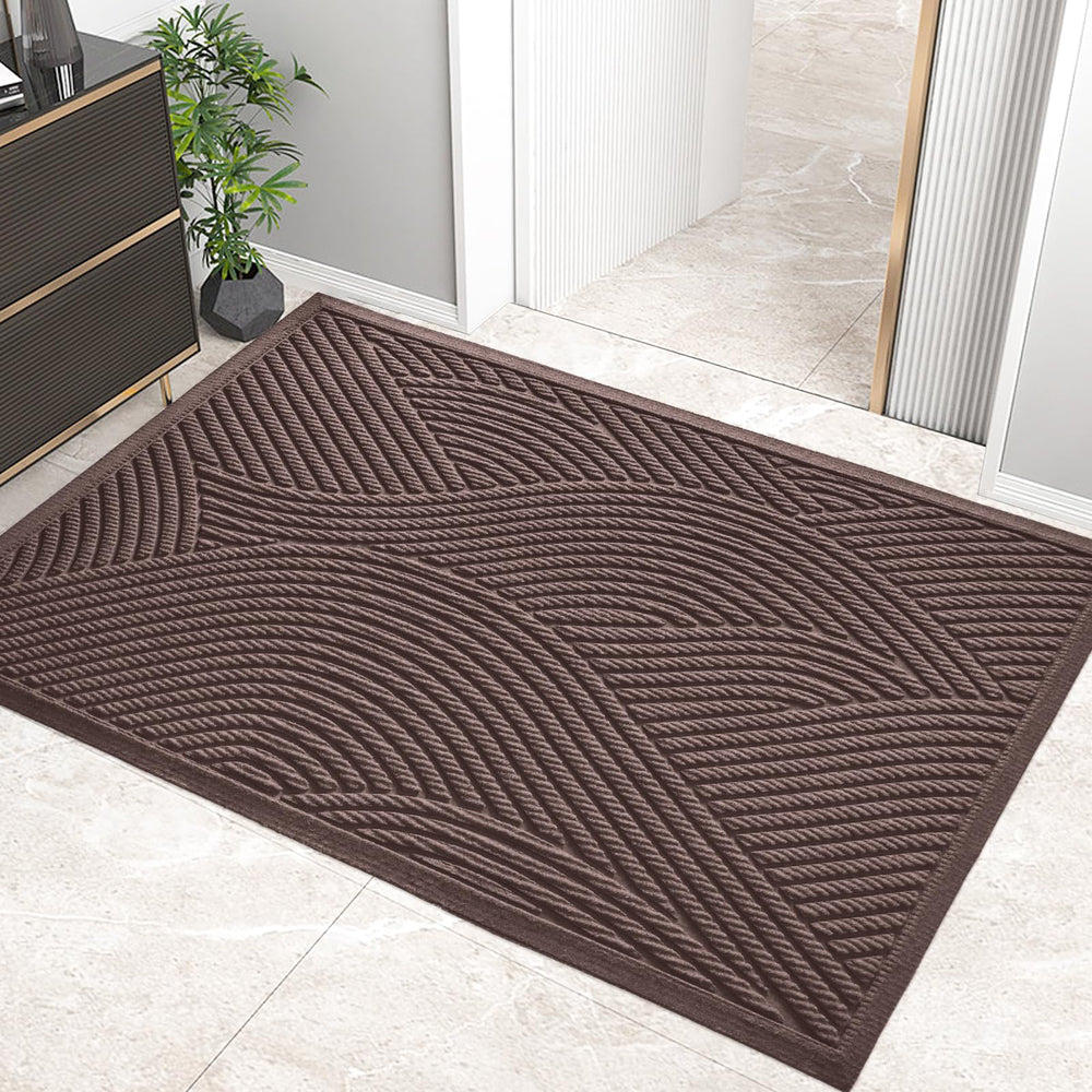 HIYARD Sturdy Front Door Mat, Coffee, front view