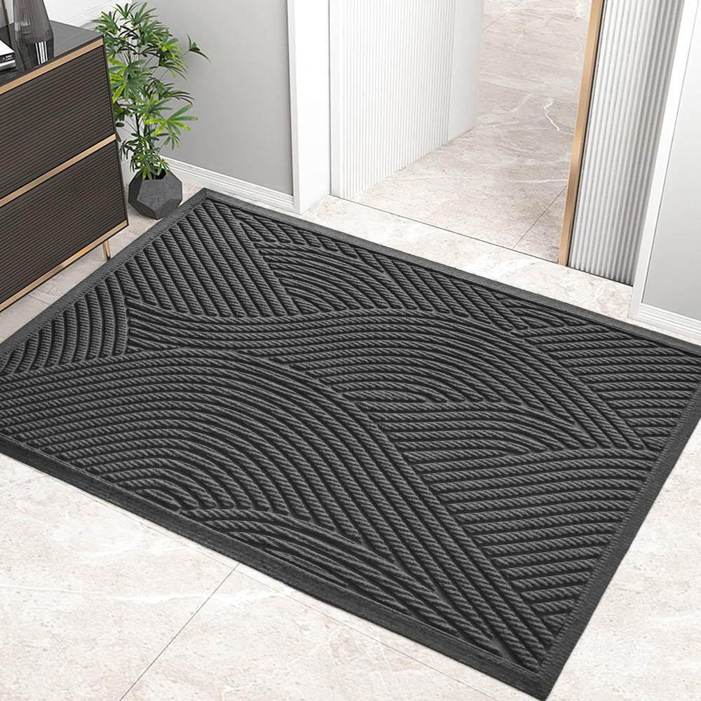 HIYARD Sturdy Front Door Mat Grey front view