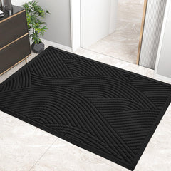HIYARD Sturdy Front Door Mat in black, front view