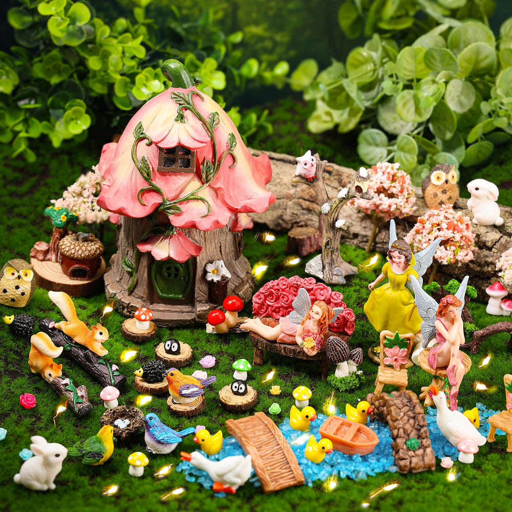 HIYZI fairy garden set including miniature house and accessories