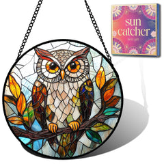 HKDGOKA Owl on Branch Suncatcher front view
