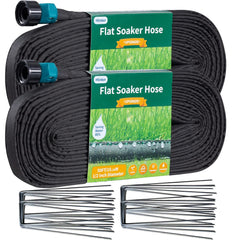 Hlinker 100FT Flat Soaker Hose, black, coiled