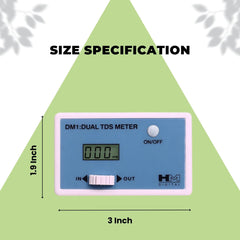 HM Digital DM-1 TDS Monitor displaying measurement screen