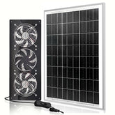 HNRLOY Solar Exhaust Fan Kit with 3 fans and 25W solar panel front view